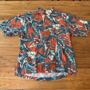 Vintage Tommy Bahama Button Down Shirt Men’s Small Dark Orange Tropical Hawaiian